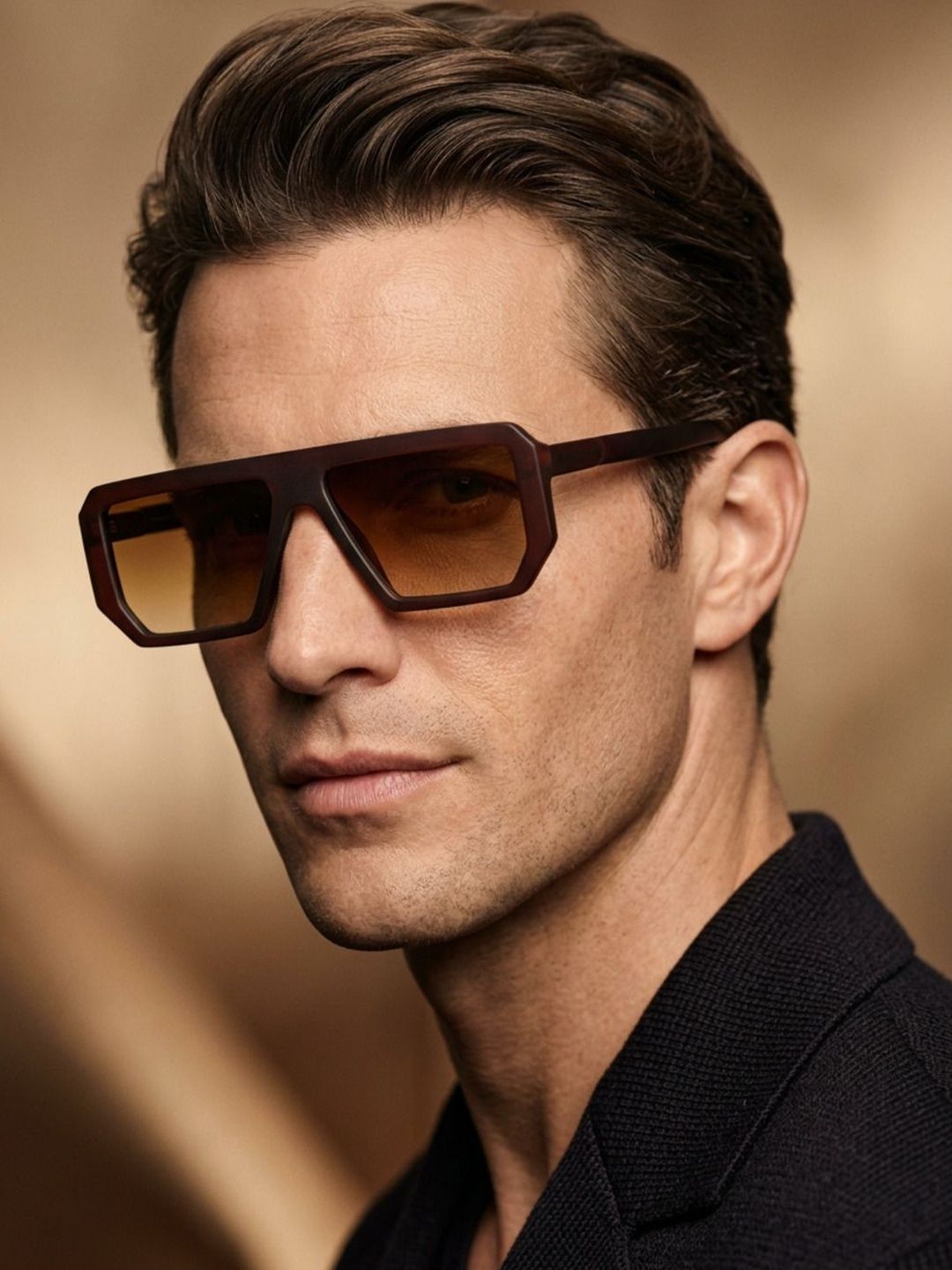 Biglilpeople Men Brown Lens & Brown Oversized Sunglasses with-image-35