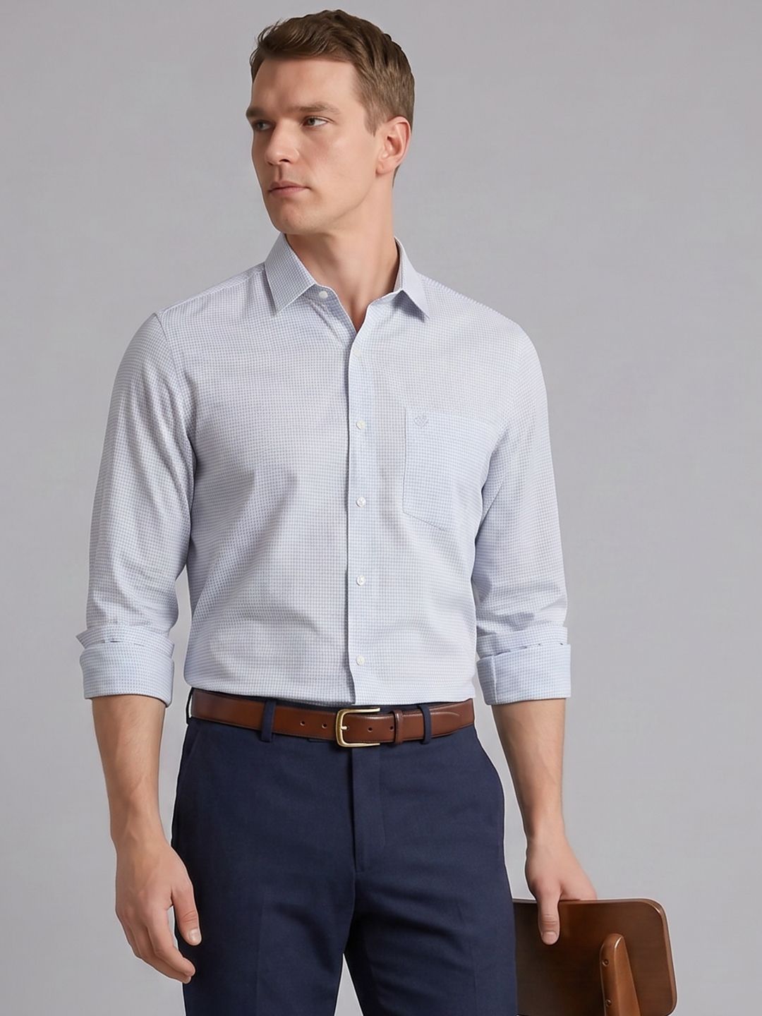 Arrow Micro Checked Pure Cotton Formal Shirt-picture-45