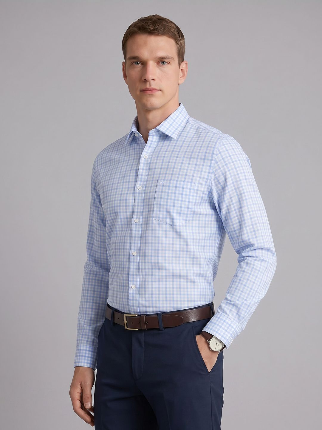 Arrow Slim Fit Checked Formal Shirt-picture-15