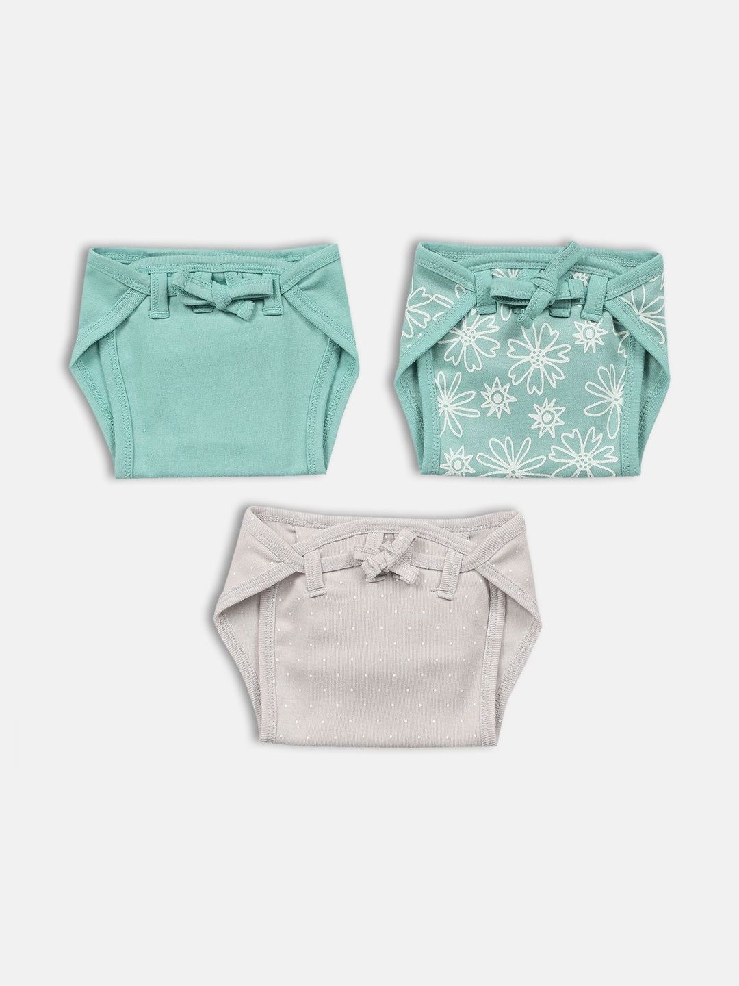 MINI KLUB Infant Girls Set of 3 Printed Knit Cotton Nappies-picture-20