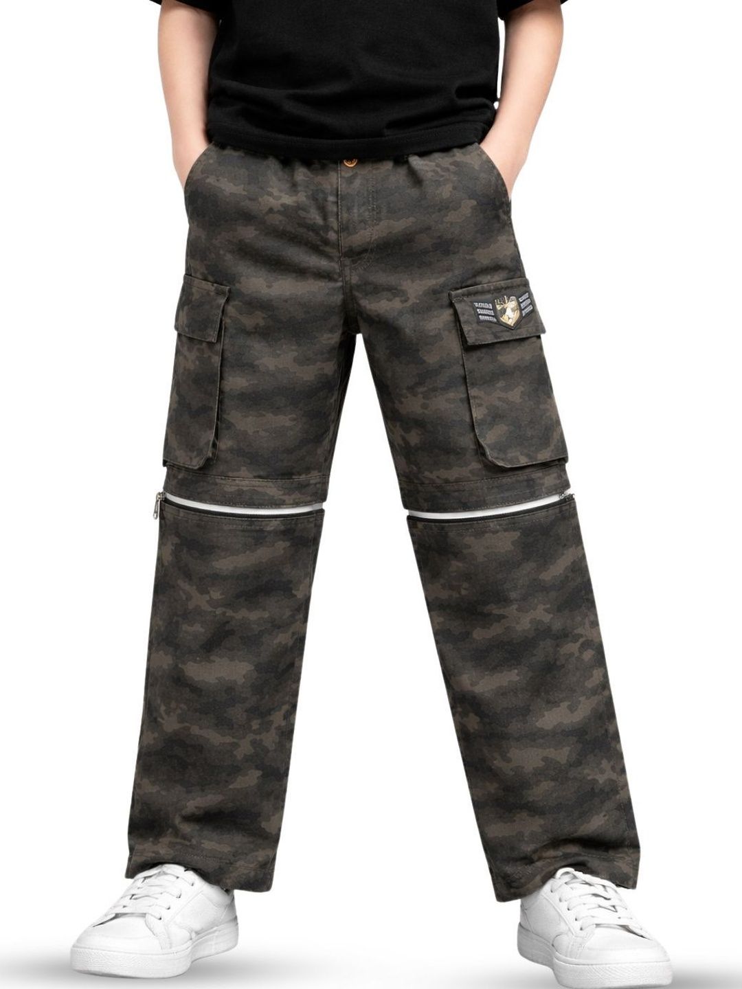Gini and Jony Boys Camouflage Printed Cargos Trousers-picture-10