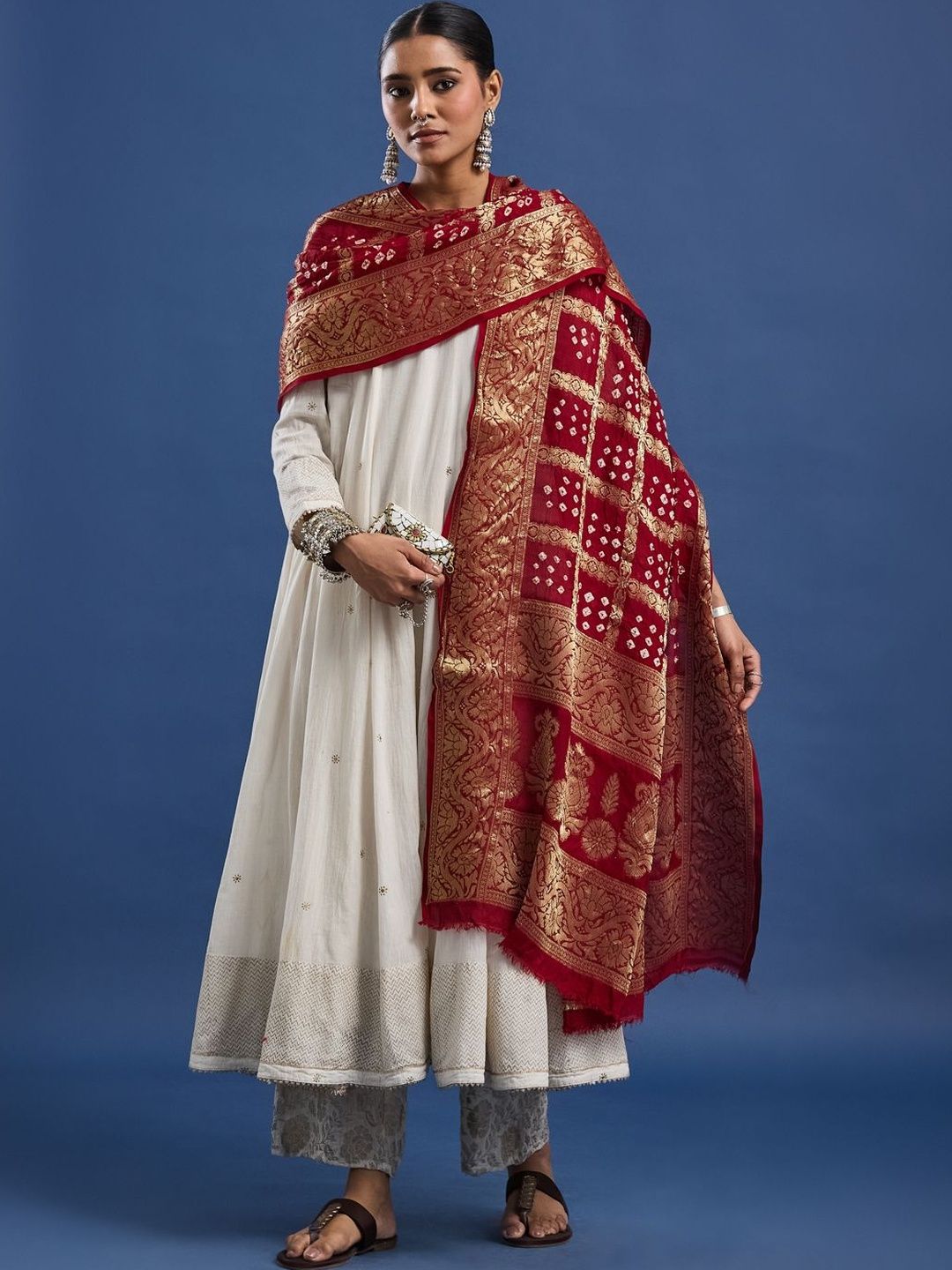 Taavi Dyed Art Silk Dupatta with Zari-image-5