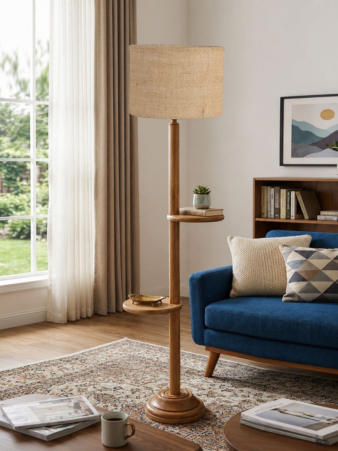 Myntra Elegant Homes Beige Textured Cylinder Floor Lamps-picture-23