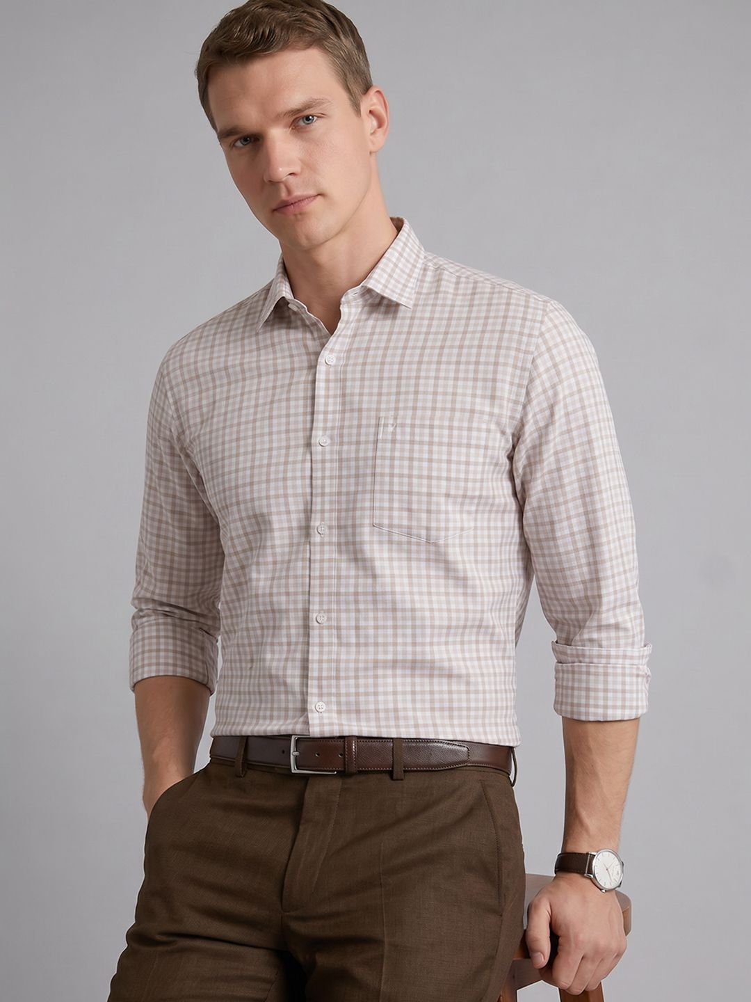 Arrow Checked Pure Cotton Formal Shirt-picture-38