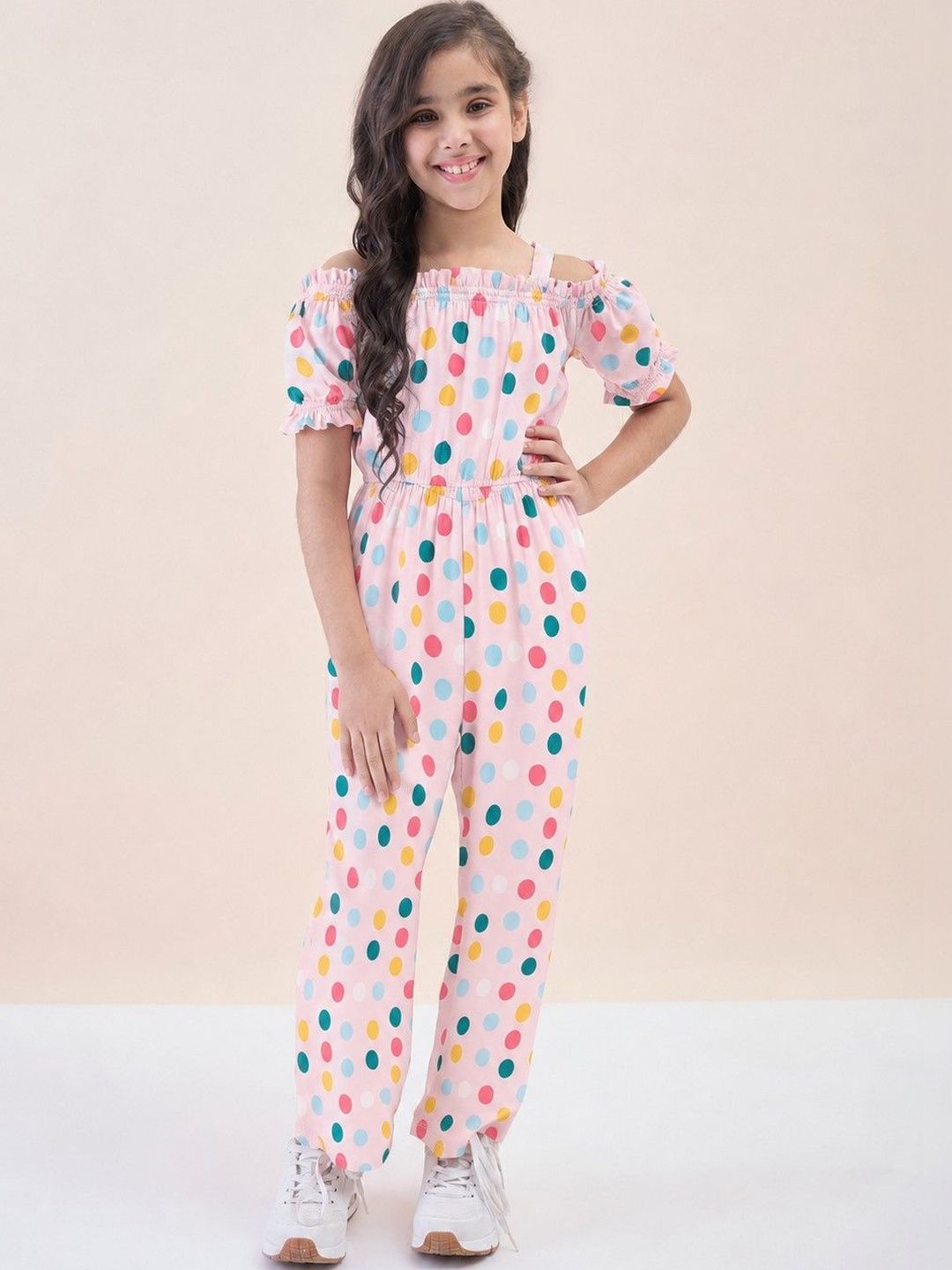 StyloBug Girls Off-Shoulder Printed Jumpsuit-picture-24