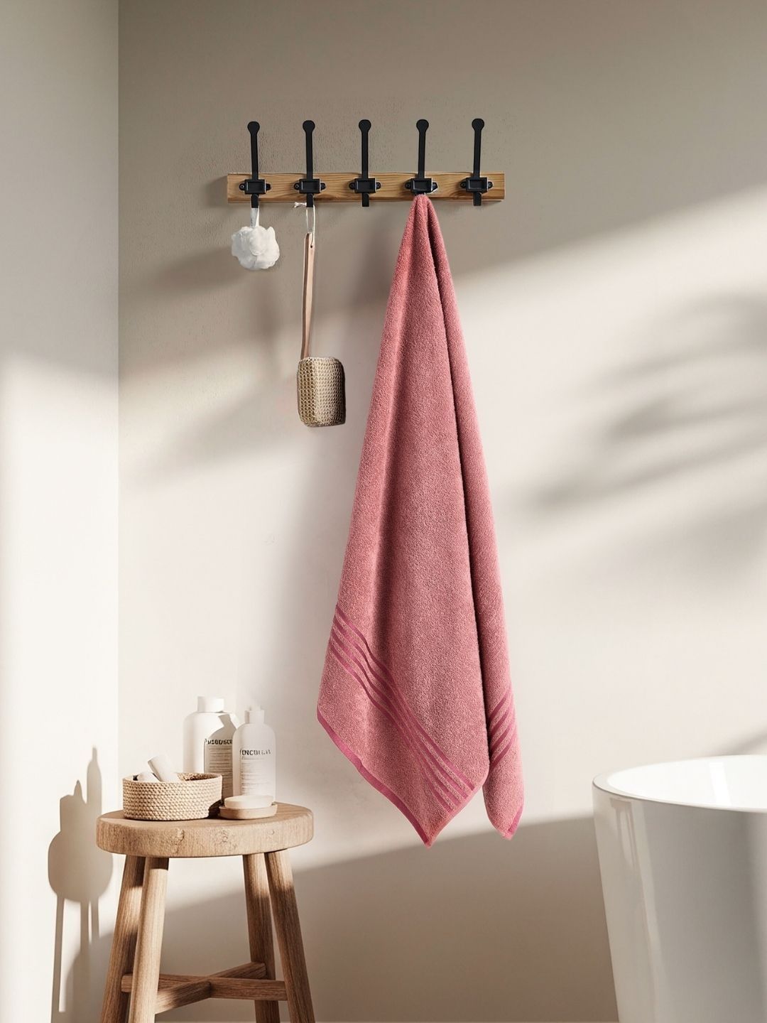 RIVERMOOR Orange & Pink 1 Striped 380 GSM Bath Towel-picture-25