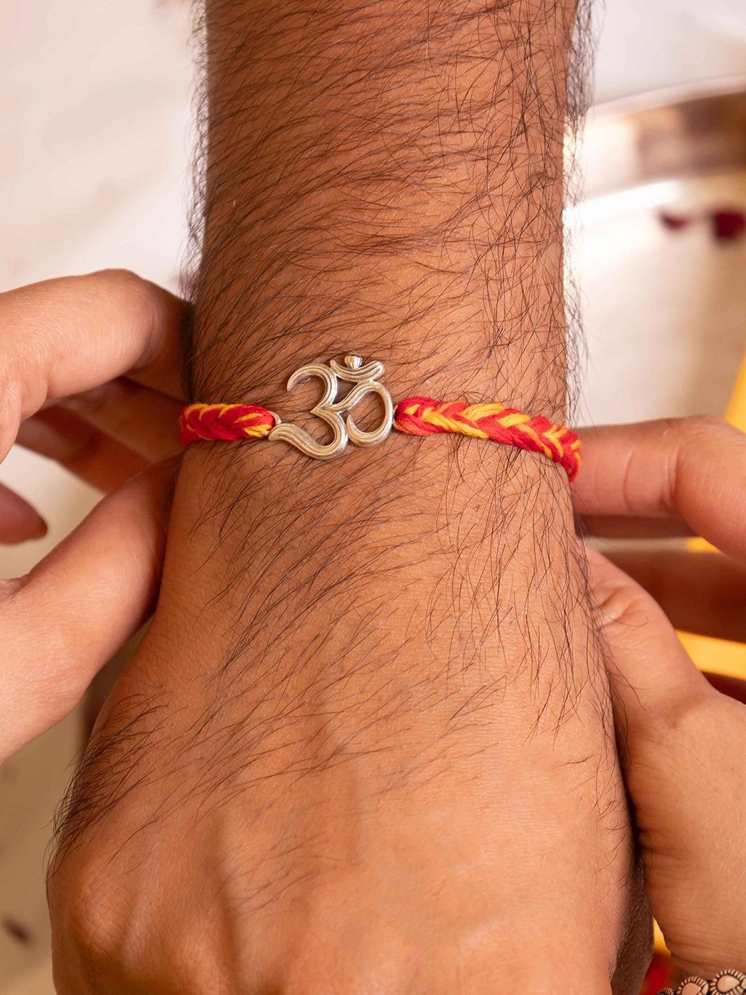 Shyle 925 Sterling Silver Om Shiva Sutra Thread Rakhi-picture-36