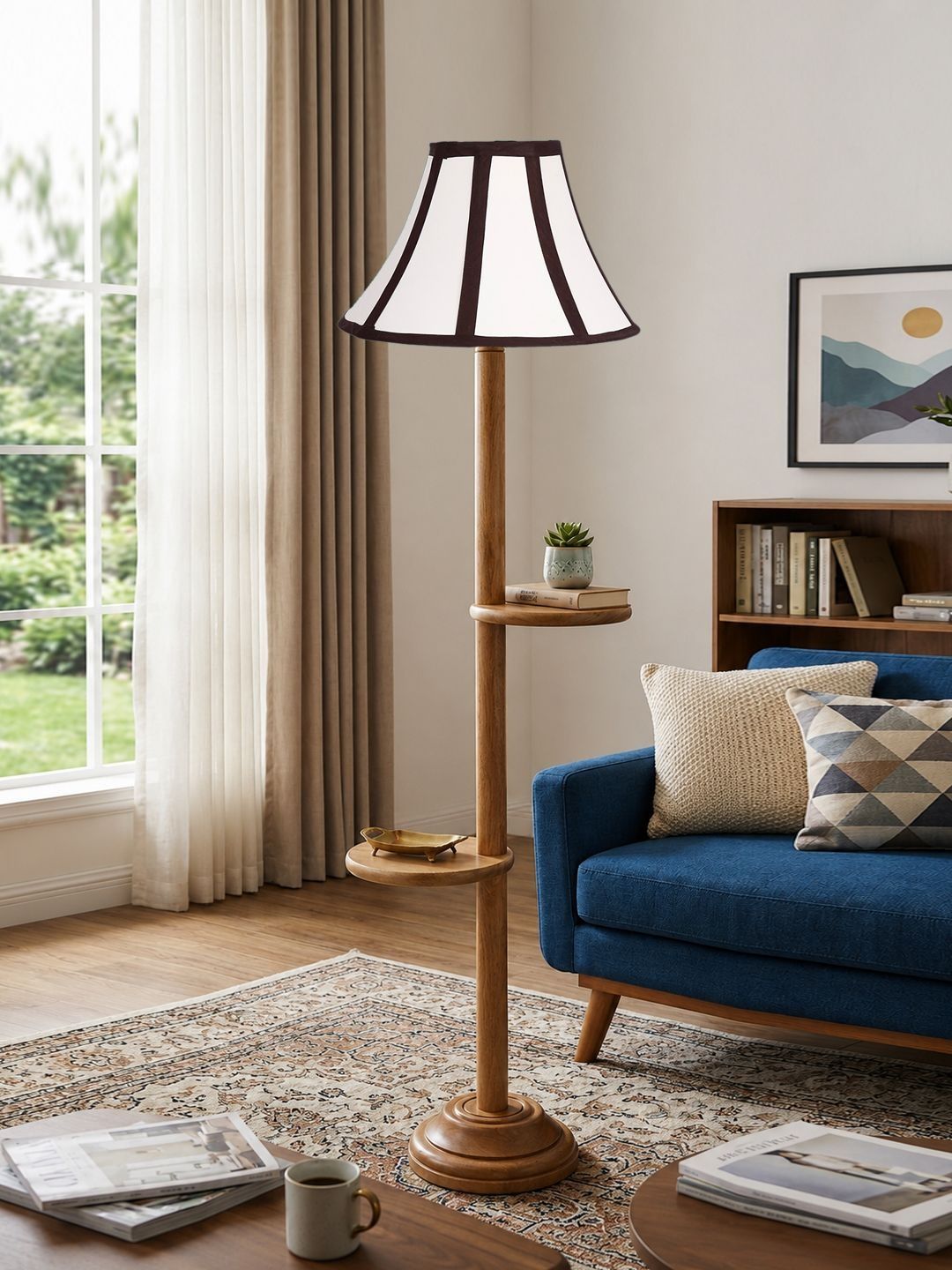 Myntra Elegant Homes White Textured Frustum Shelf Floor Lamp-image-25