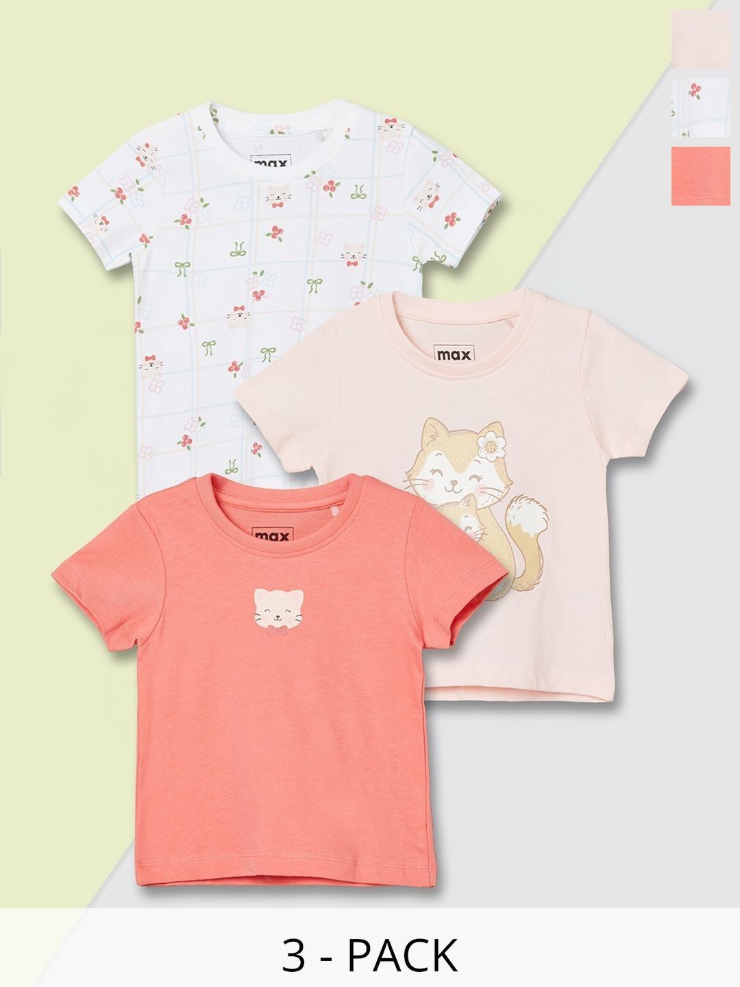 Max Pack of 3 Girls Printed Tshirts-picture-20