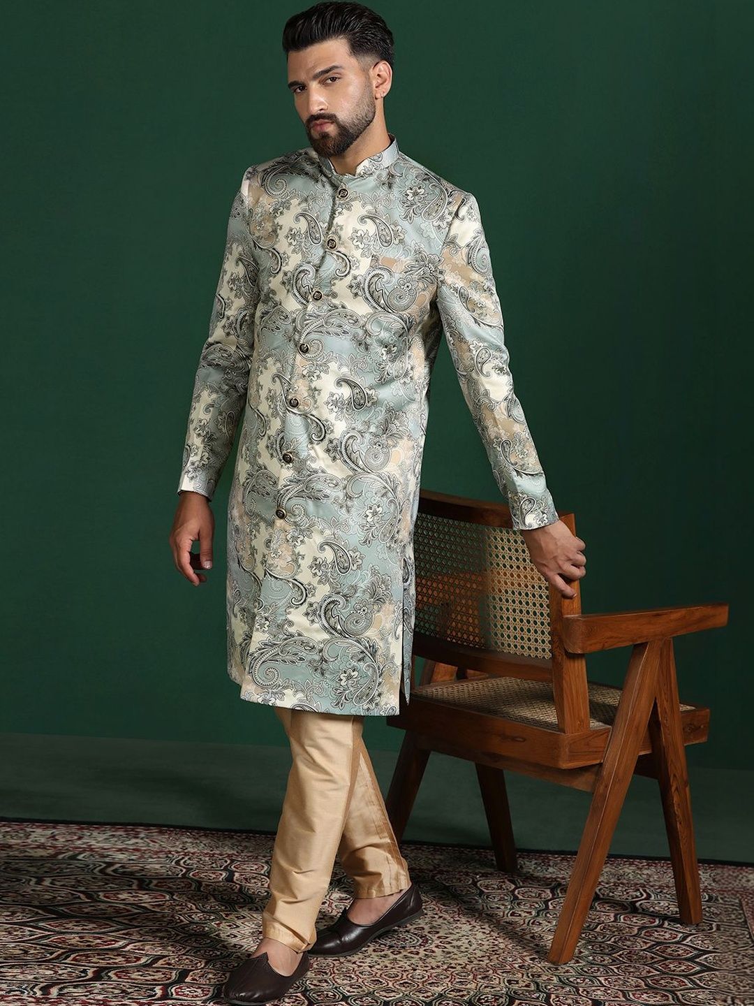 SOURAGYA Embroidered Mandarin Collar Sherwani-picture-10