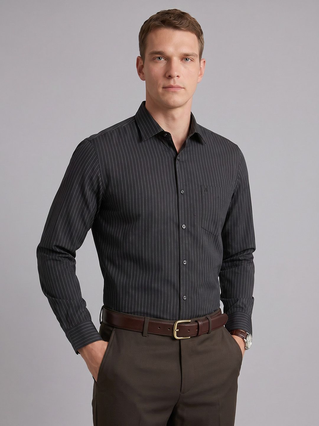 Arrow Slim Fit Striped Pure Cotton Formal Shirt-picture-10