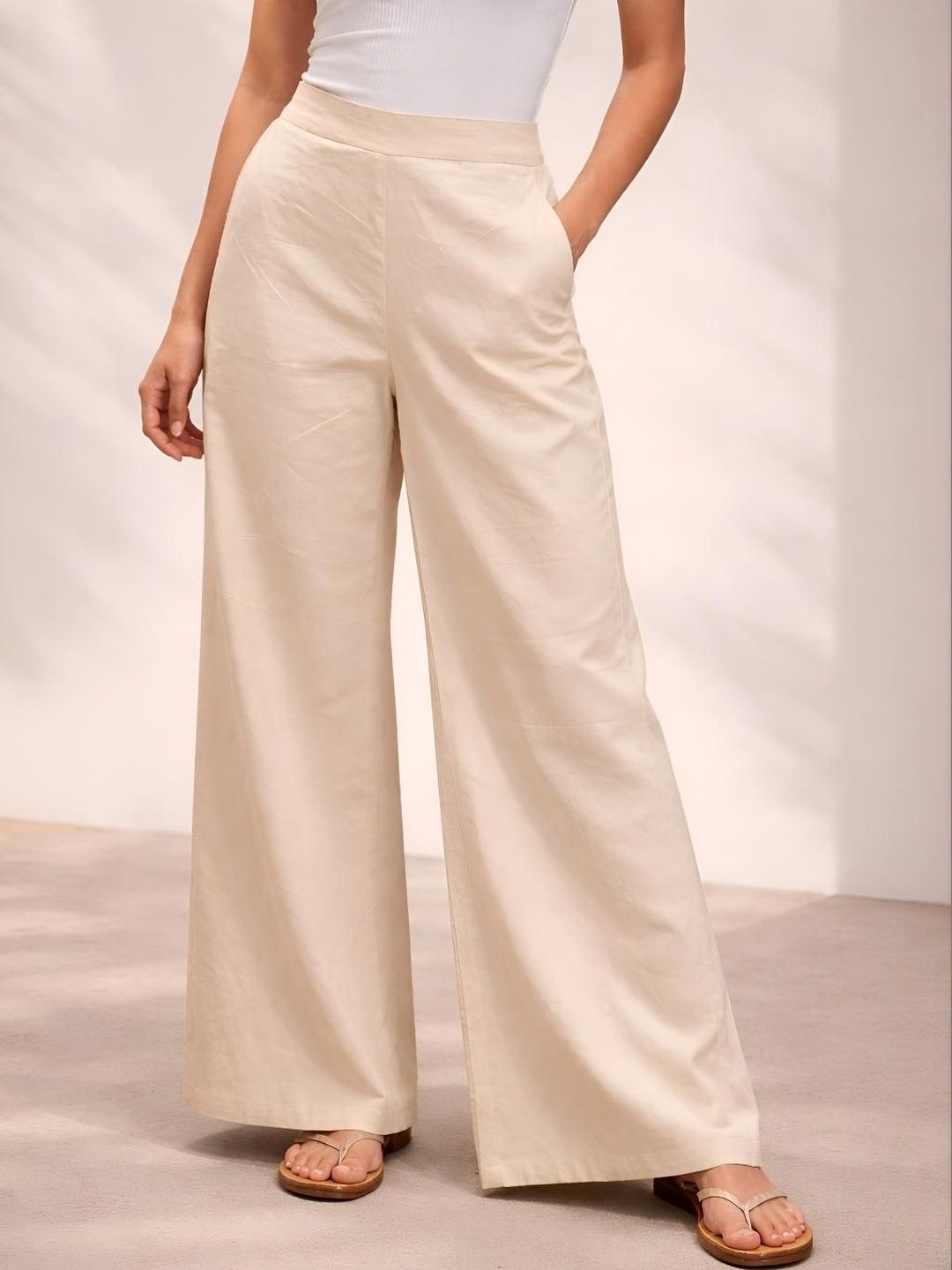The Roadster Lifestyle Co Pure-Cotton Wide Leg Culottes Trousers-picture-27