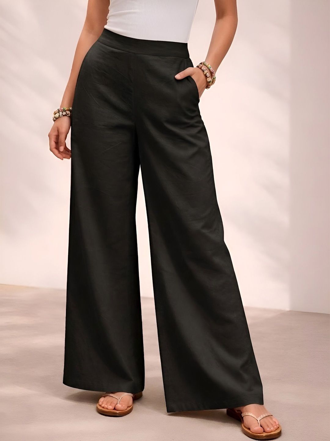 The Roadster Lifestyle Co Pure-Cotton Wide Leg Culottes Trousers-image-32