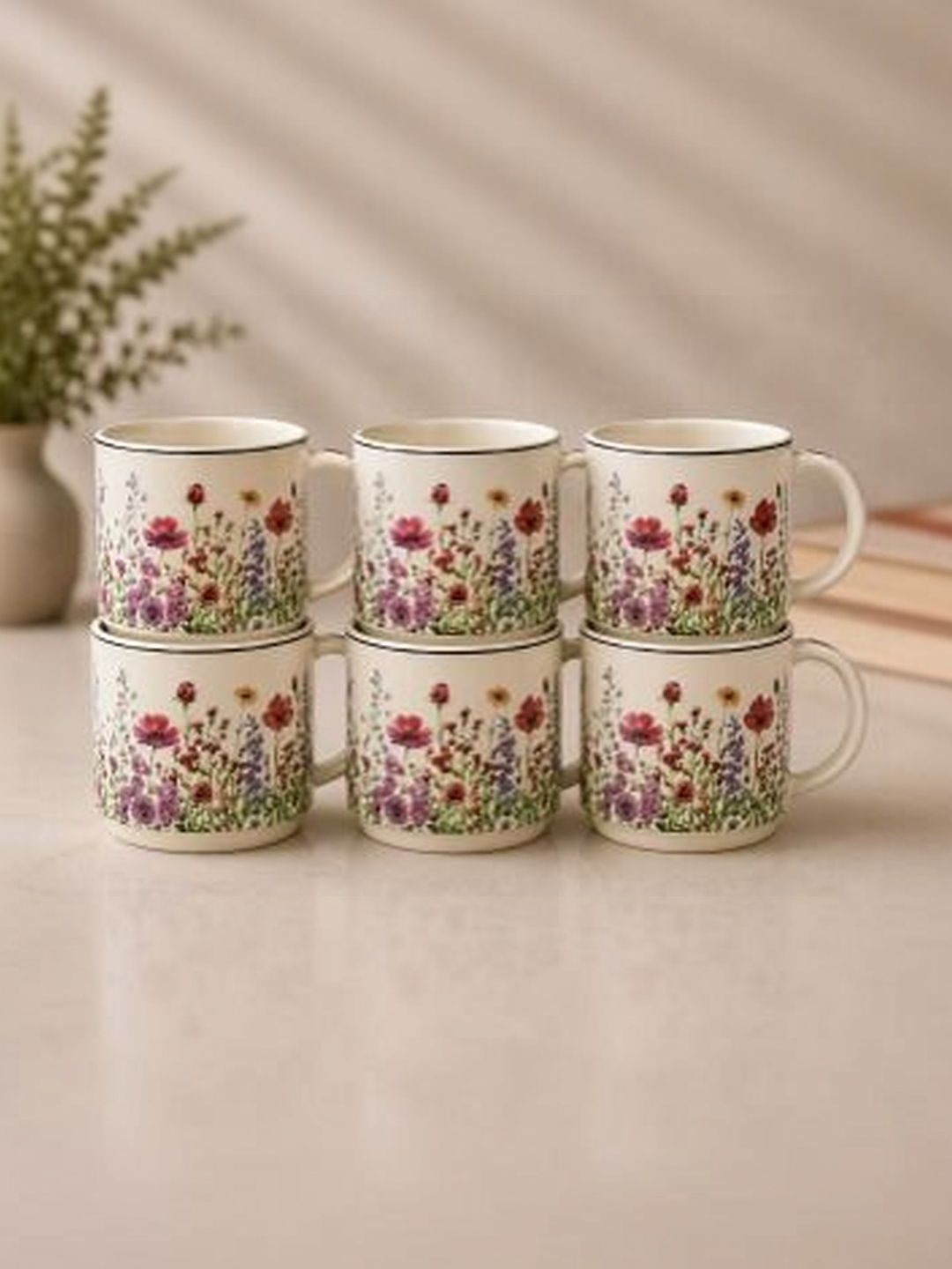 THE COVE TALES Multicoloured Floral Ceramic Glossy Cups and Mugs Set of-image-22