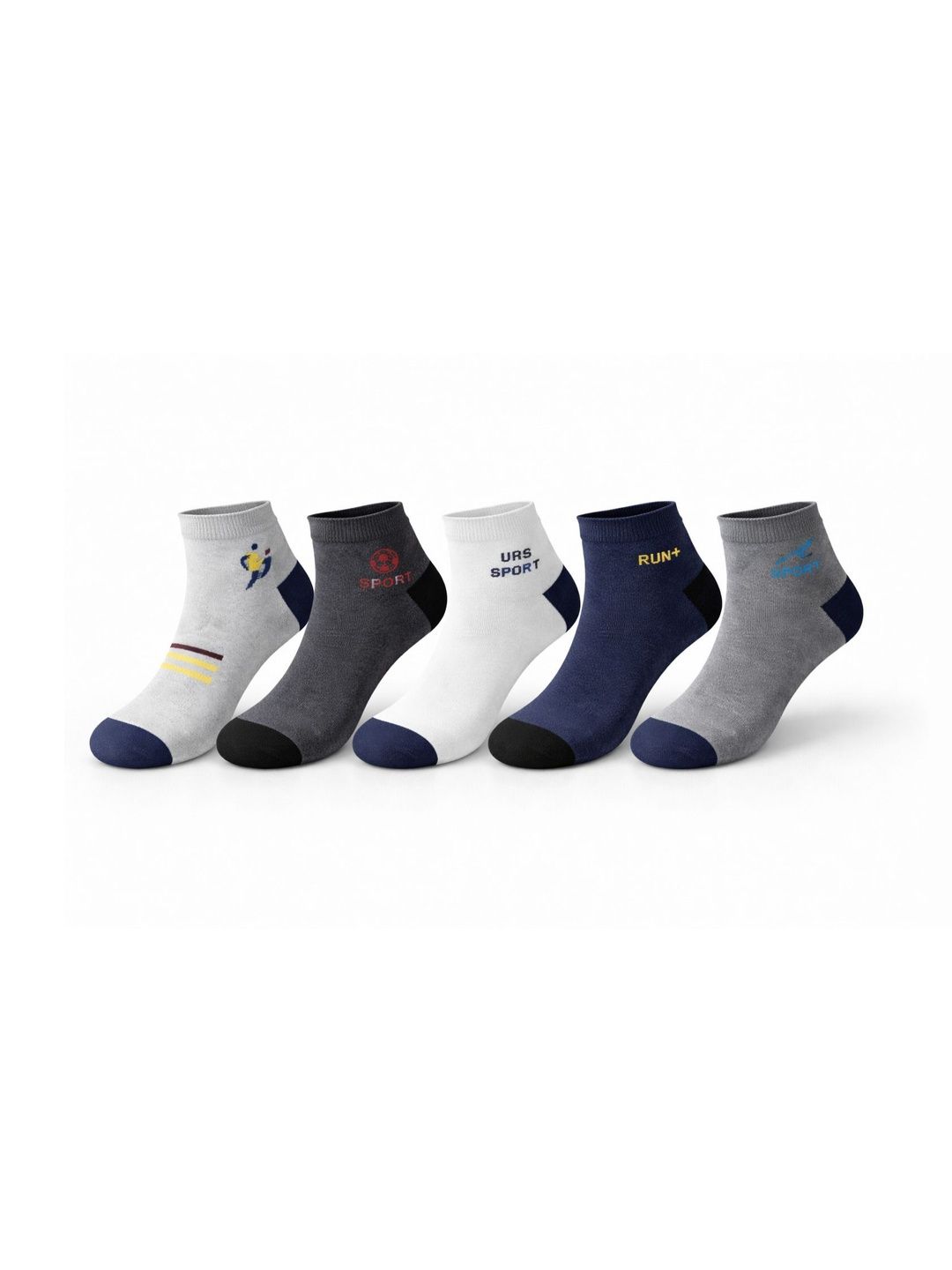 Blacktank Men Pack of 5 Cotton Patterned Ankle Length Socks-picture-55