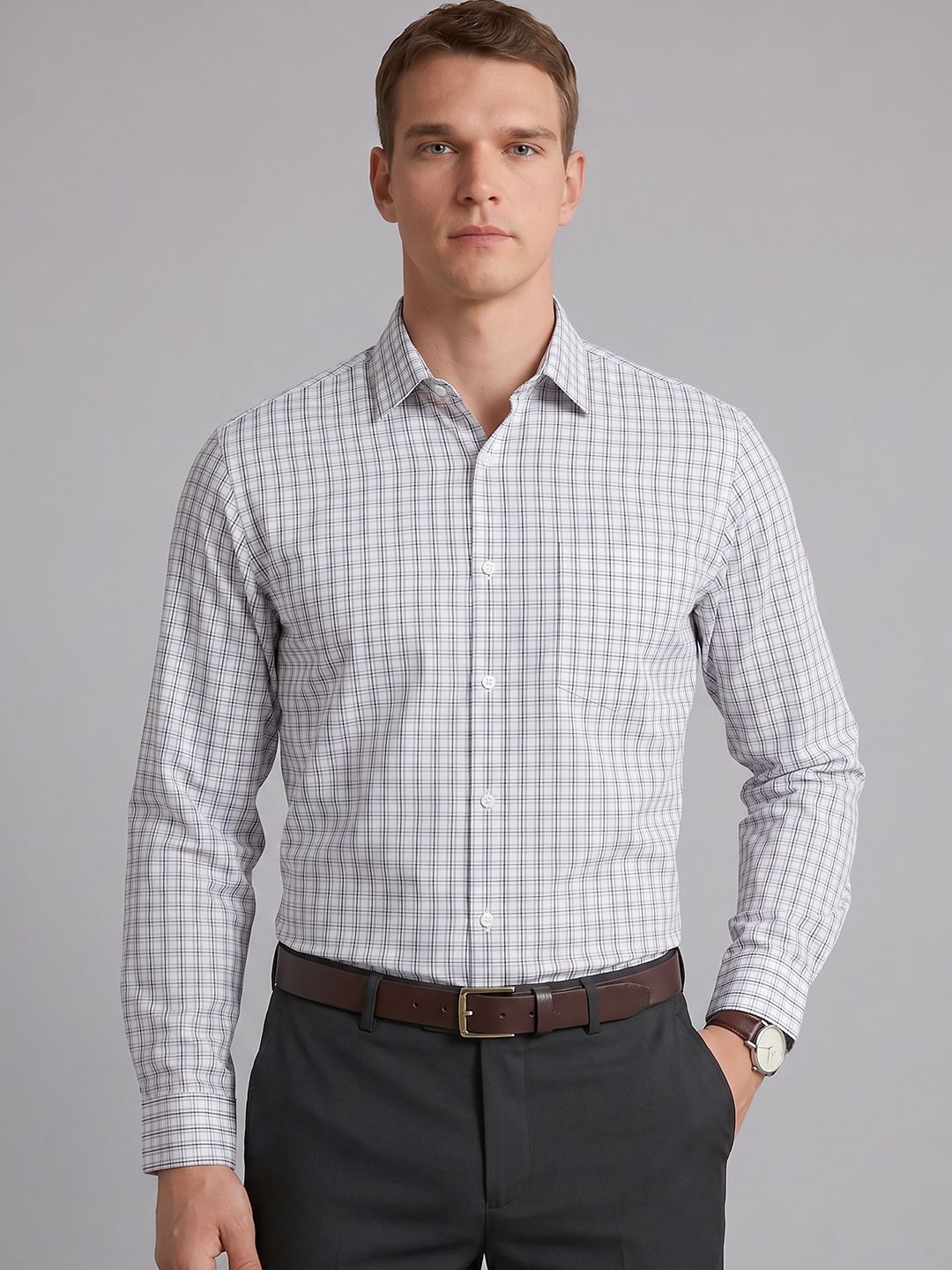 Arrow Checked Pure Cotton Formal Shirt-picture-22