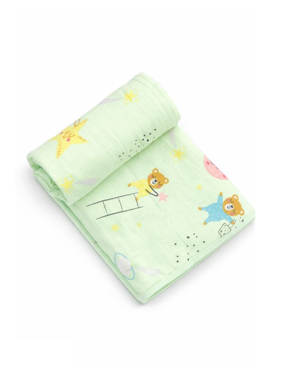 Sweet Pockets Green & Lime Green 1 Printed Cotton 300 GSM Bath Towel-picture-11