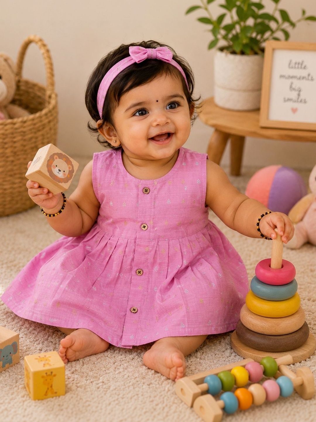 BOONBABIES Infant Girls Printed Round Neck Ethnic Dresses-picture-16