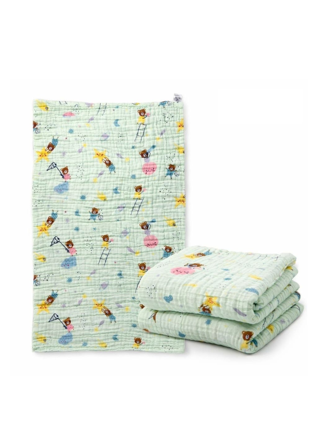 Sweet Pockets Green & Green 1 Printed Cotton 300 GSM Bath Towel-picture-38