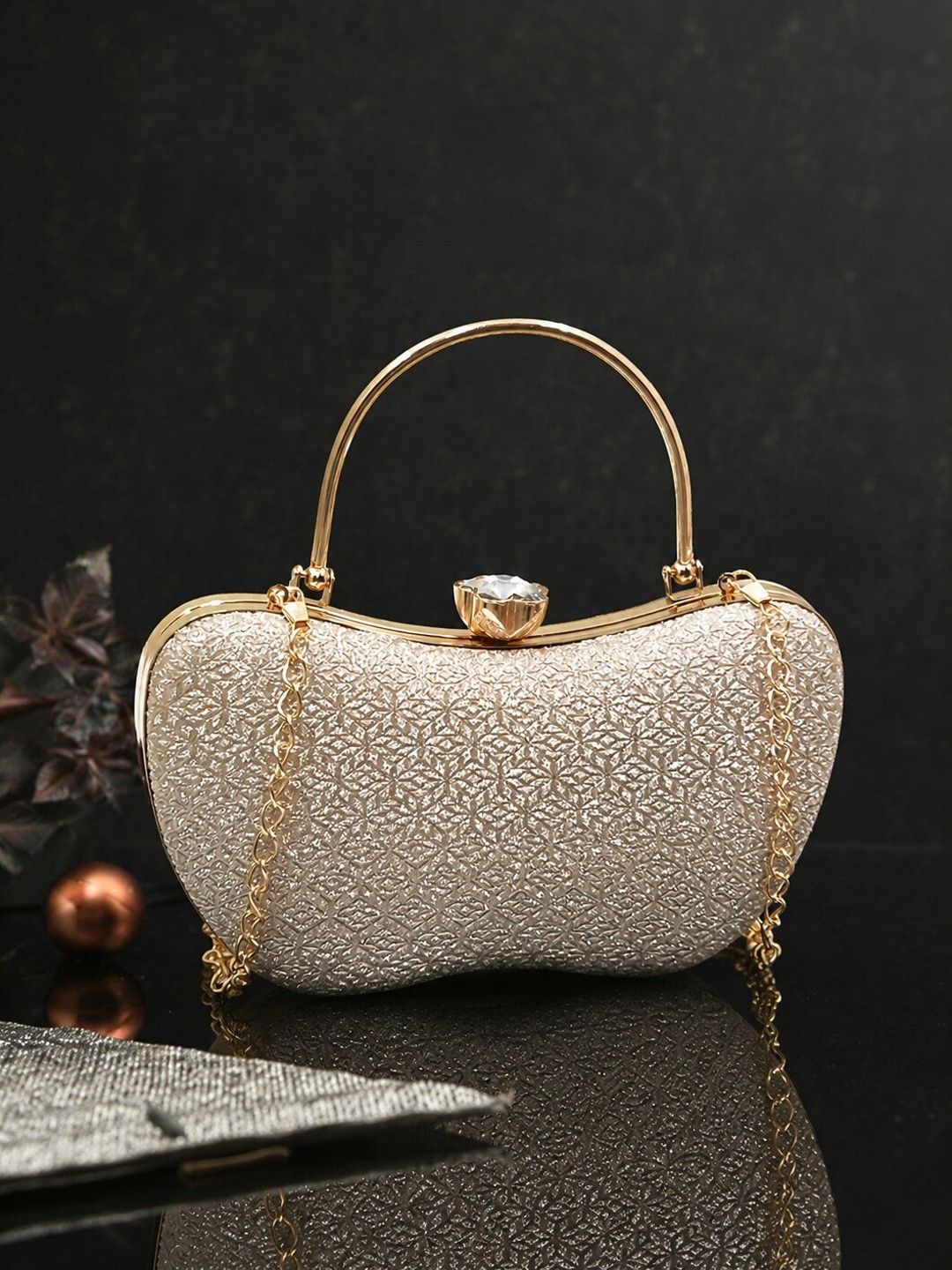 DressBerry Textured Embellished Purse Clutch-picture-13