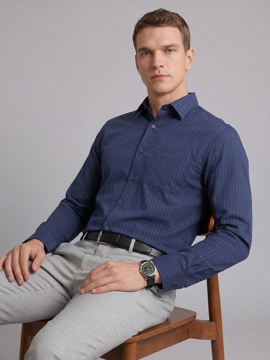 Arrow Slim Fit Striped Pure Cotton Formal Shirt-picture-18