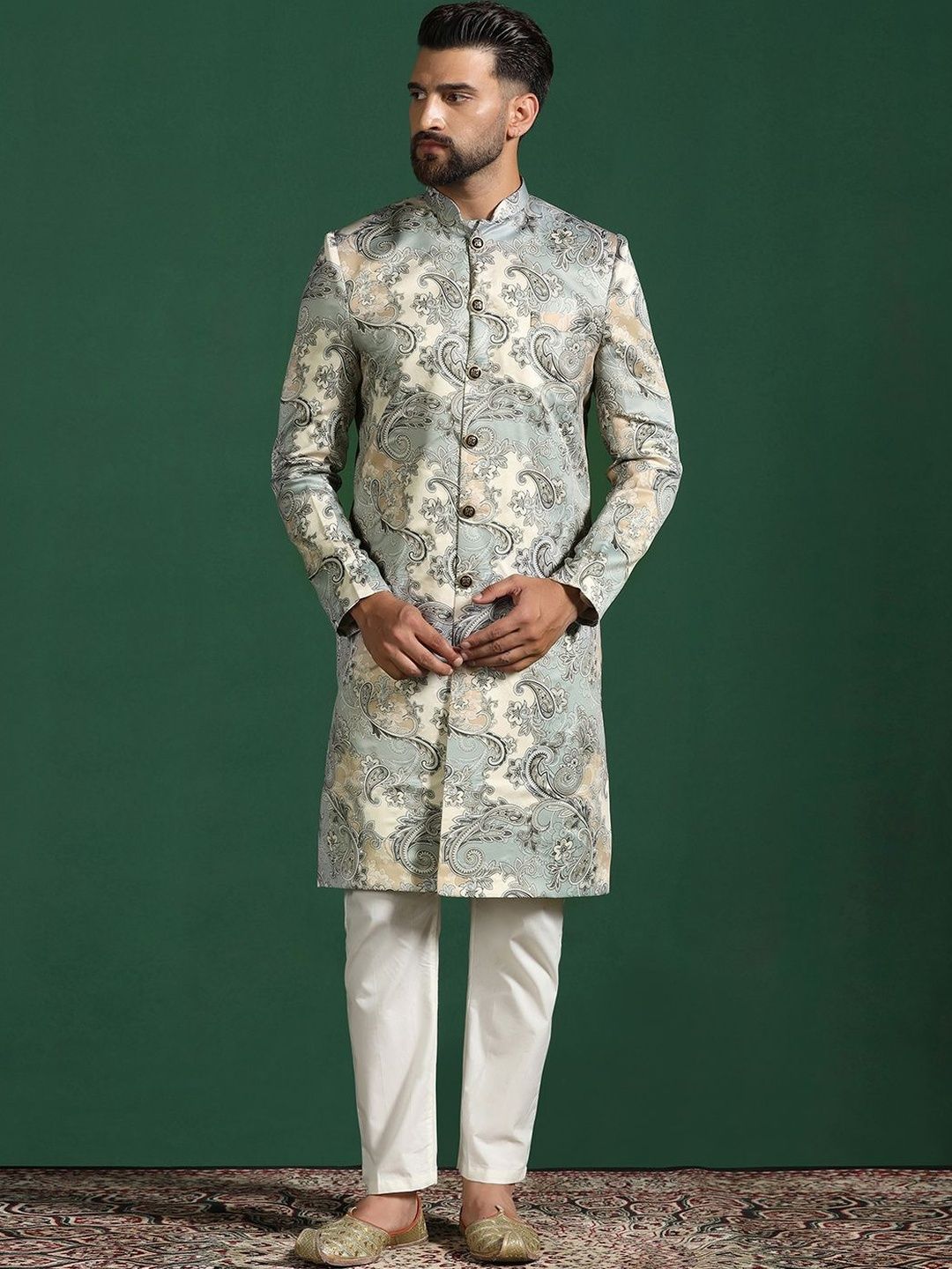 SOURAGYA Embroidered Mandarin Collar Sherwani-picture-25