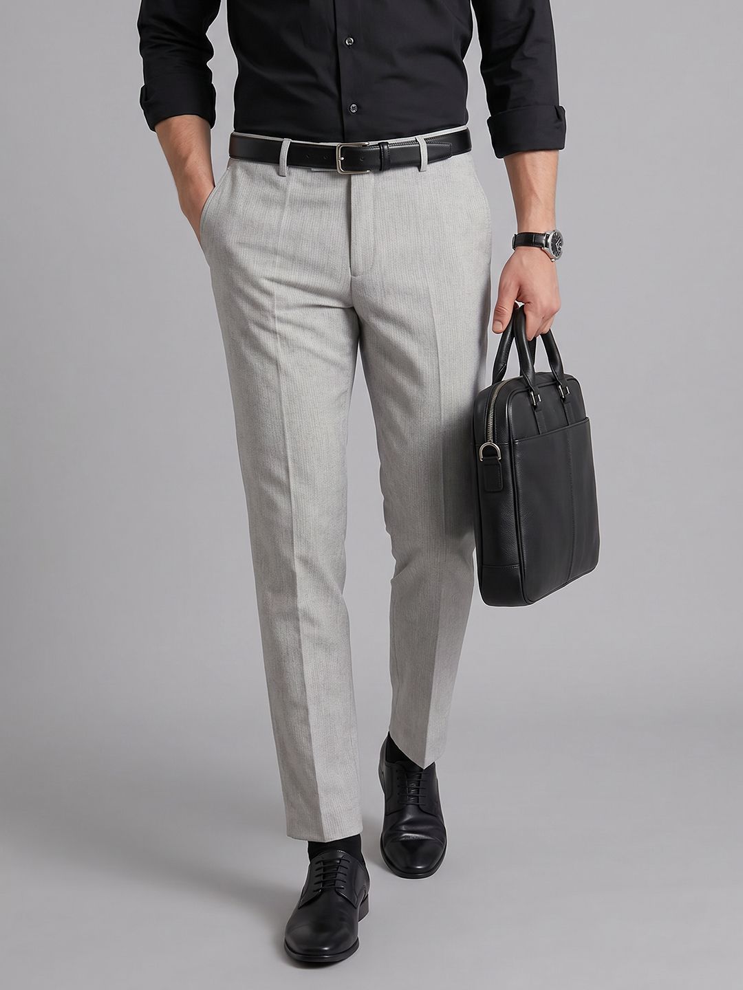 Arrow Mid-Rise Cotton Formal Trousers-picture-32