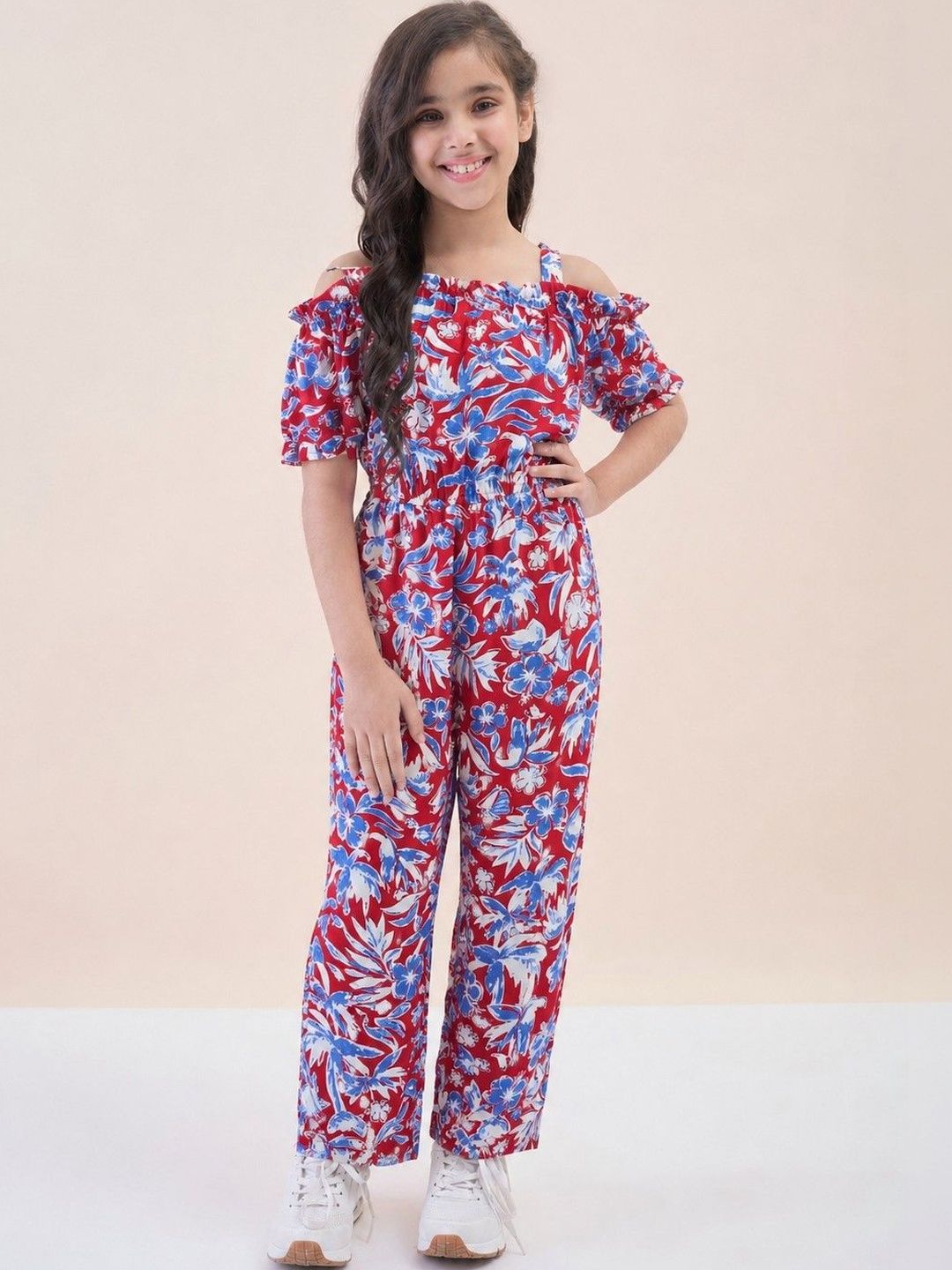 StyloBug Girls Off-Shoulder Printed with Ruffles Jumpsuit-picture-2