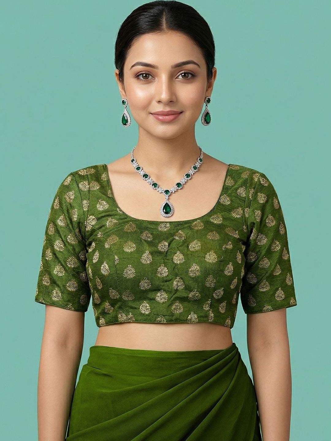 Anouk Silk Blend Woven Design Zari Saree Blouse-picture-10