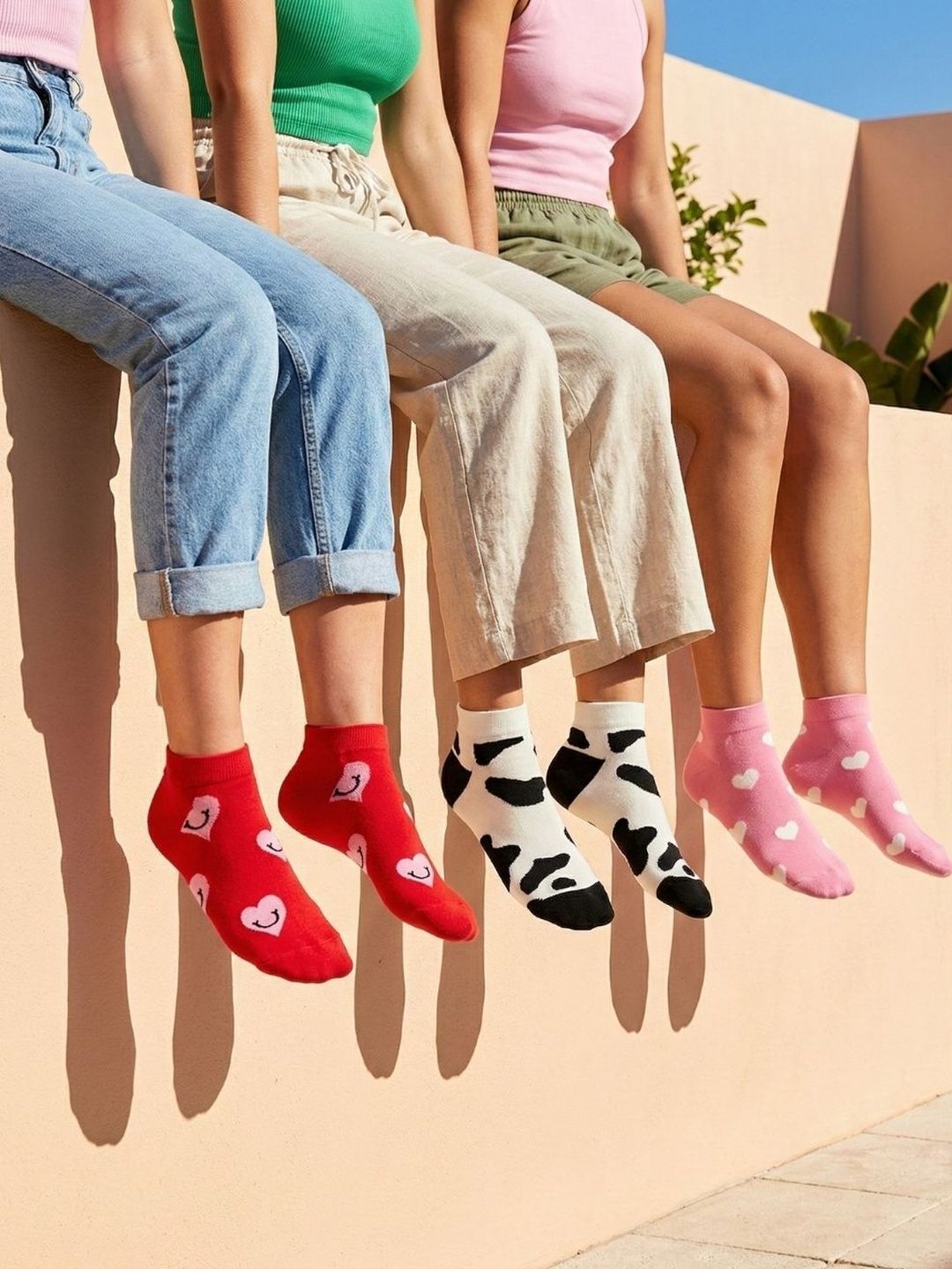 EcoRight Women Pack of 3 Loveflux Printed Ankle Length Socks-picture-2