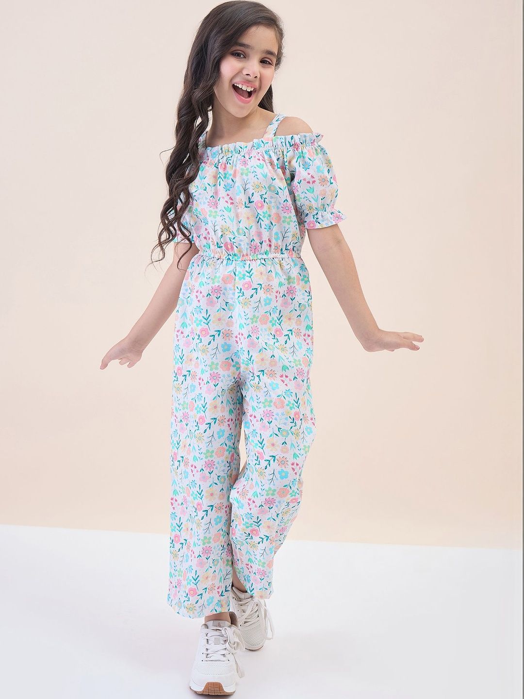 StyloBug Girls Off-Shoulder Printed with Ruffles Jumpsuit-picture-36