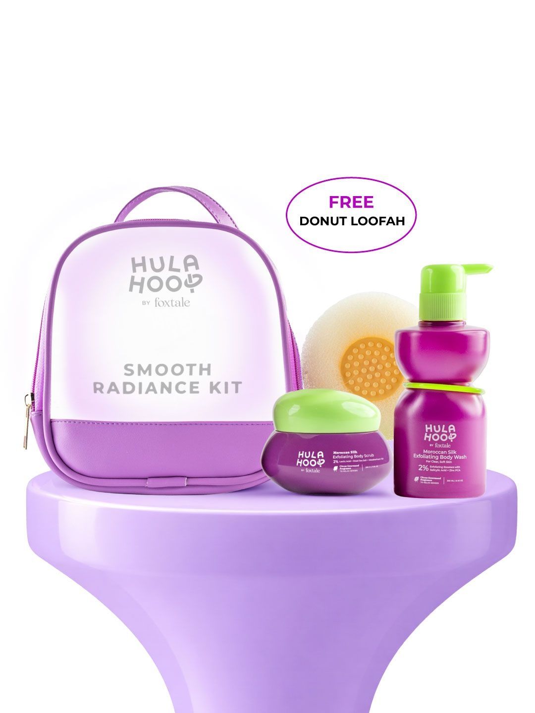 FoxTale Hula Hoop Exfoliating Body Wash + Exfoliating Body Scrub Skin Kit-image-3