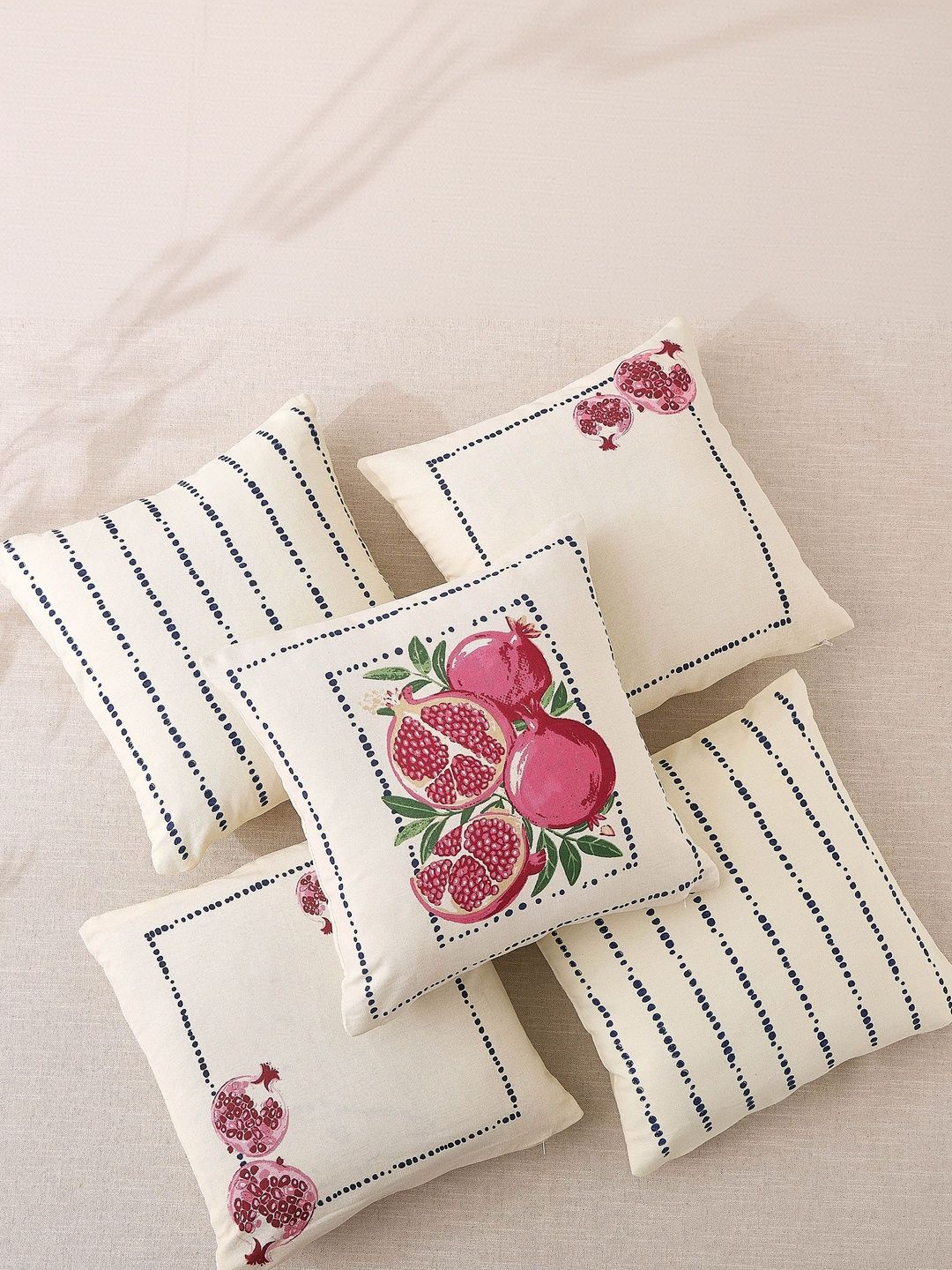Home Centre Off White Set of 5 Square Cushion Covers-picture-23