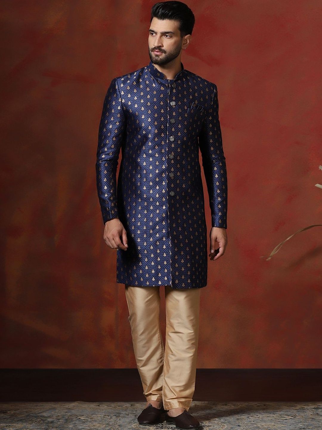 SOURAGYA Embroidered Mandarin Collar Sherwani-picture-47