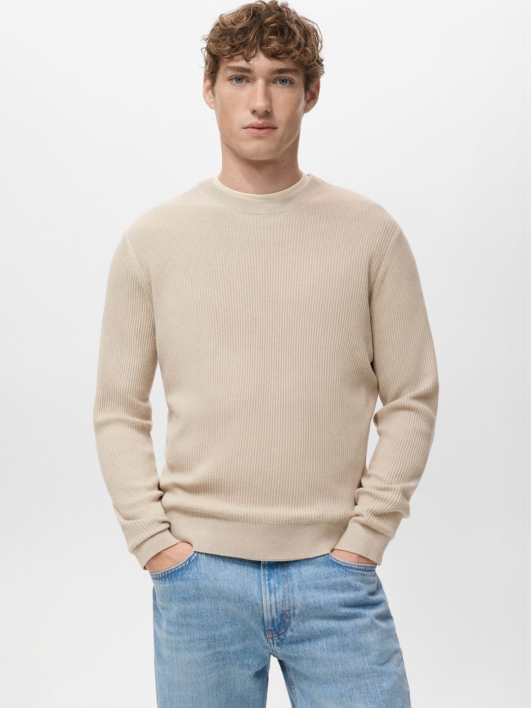 MANGO MAN Round Neck Ribbed Pullover-picture-39
