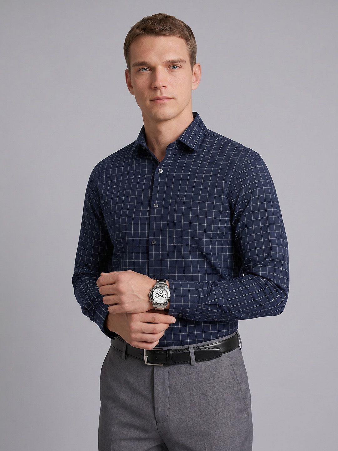 Arrow Slim Fit Checked Pure Cotton Formal Shirt-image-20