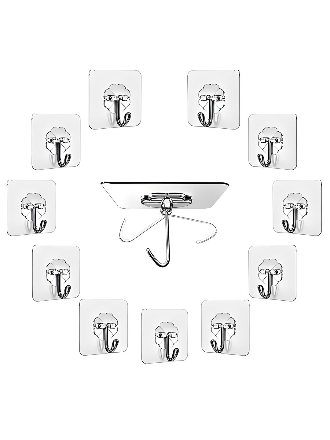 Cocinaire Transparent Reusable Adhesive Wall Hooks-picture-53