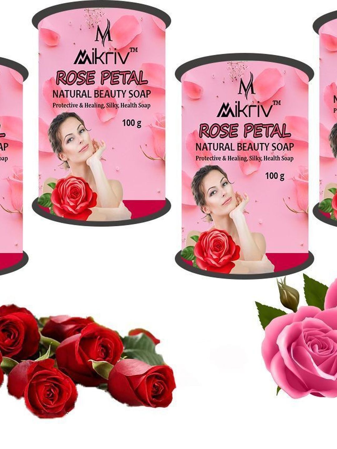 MIKRIV Set Of 4 Rose Petal Soap - 100 g Each-picture-20