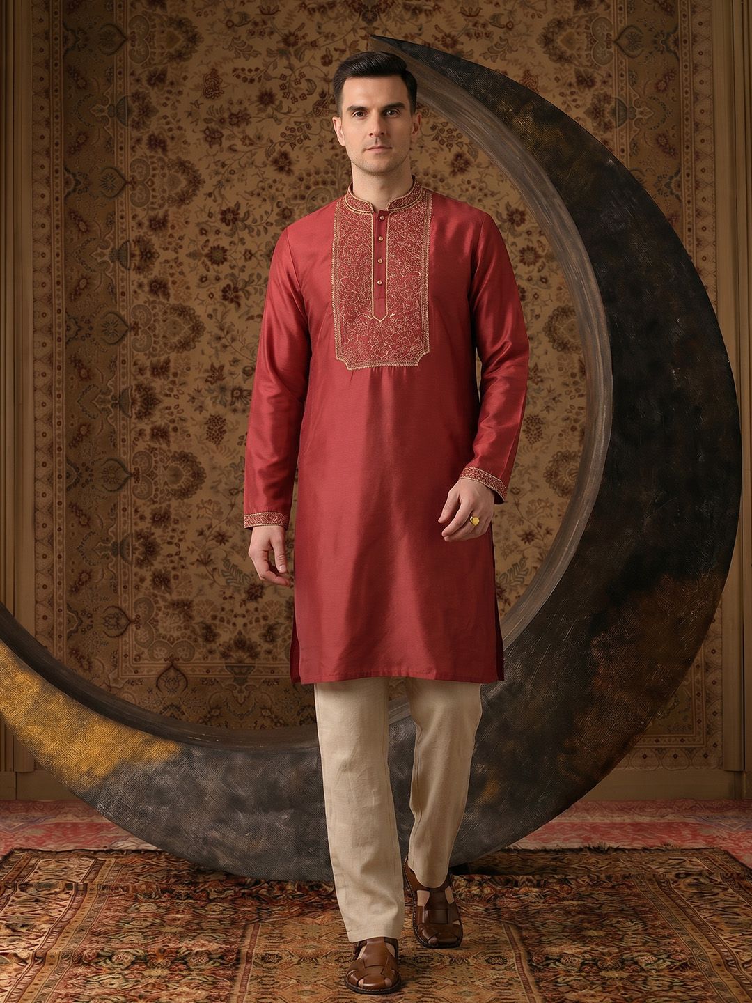 House of Pataudi Jashn Ethnic Motifs Embroidered Kurta-picture-24