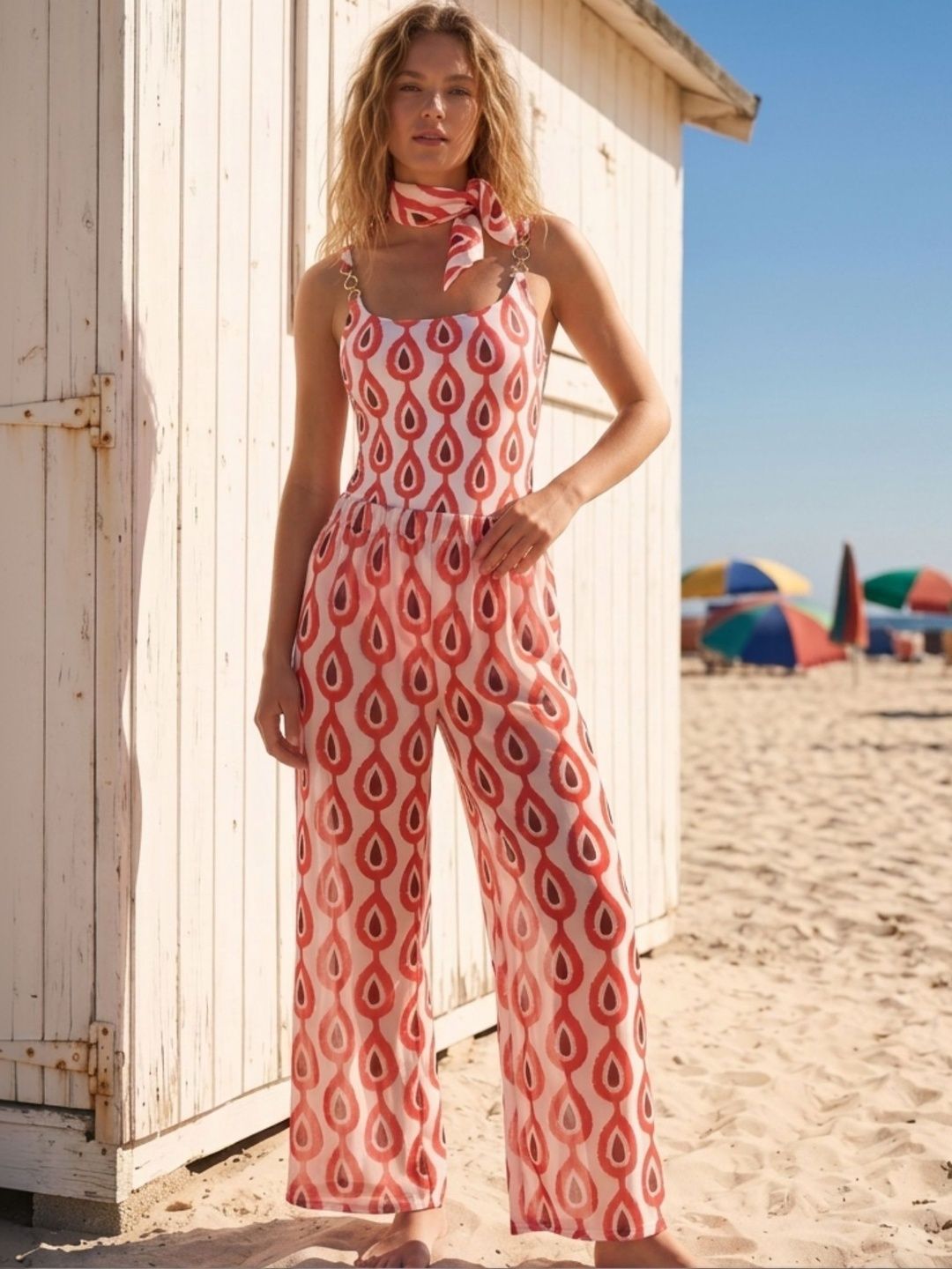 Addery Printed Shoulder Straps Swim Set-image-33
