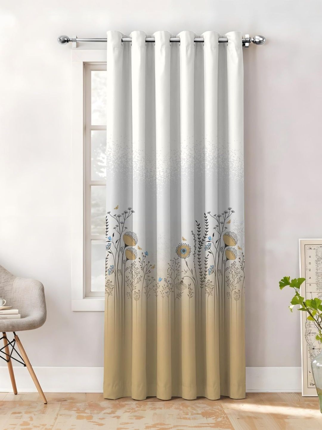AAVIS DECOR Yellow Floral Black Out Window Curtain-image-19