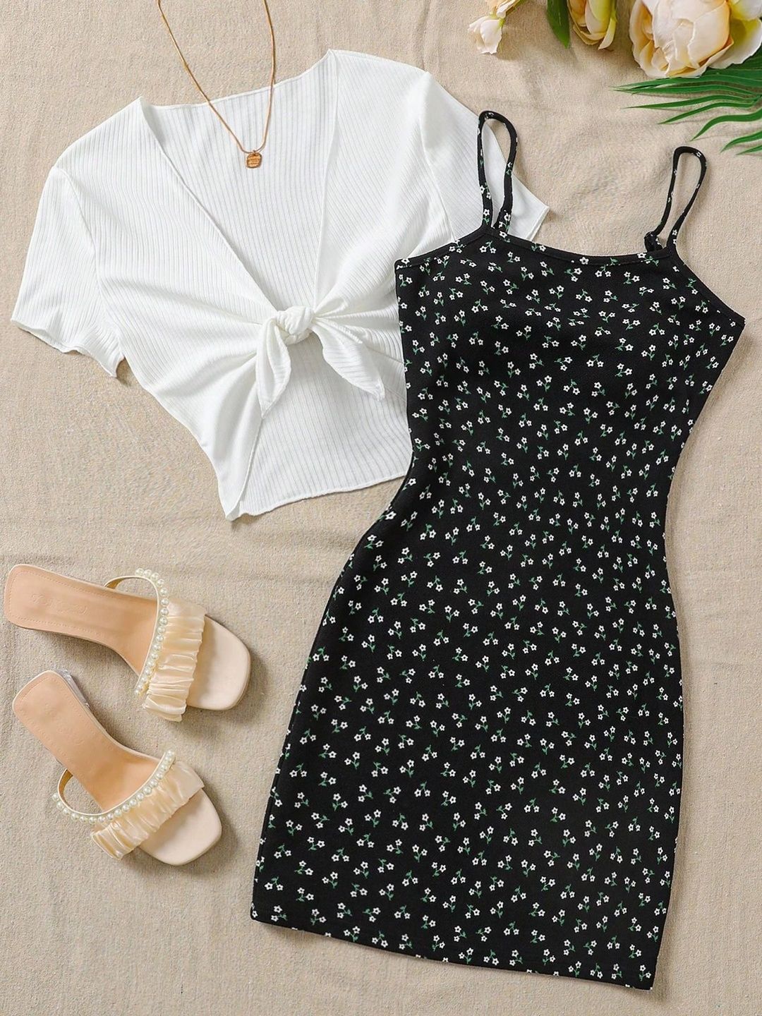 KALINI Floral Print Applique Bodycon Dress-picture-29
