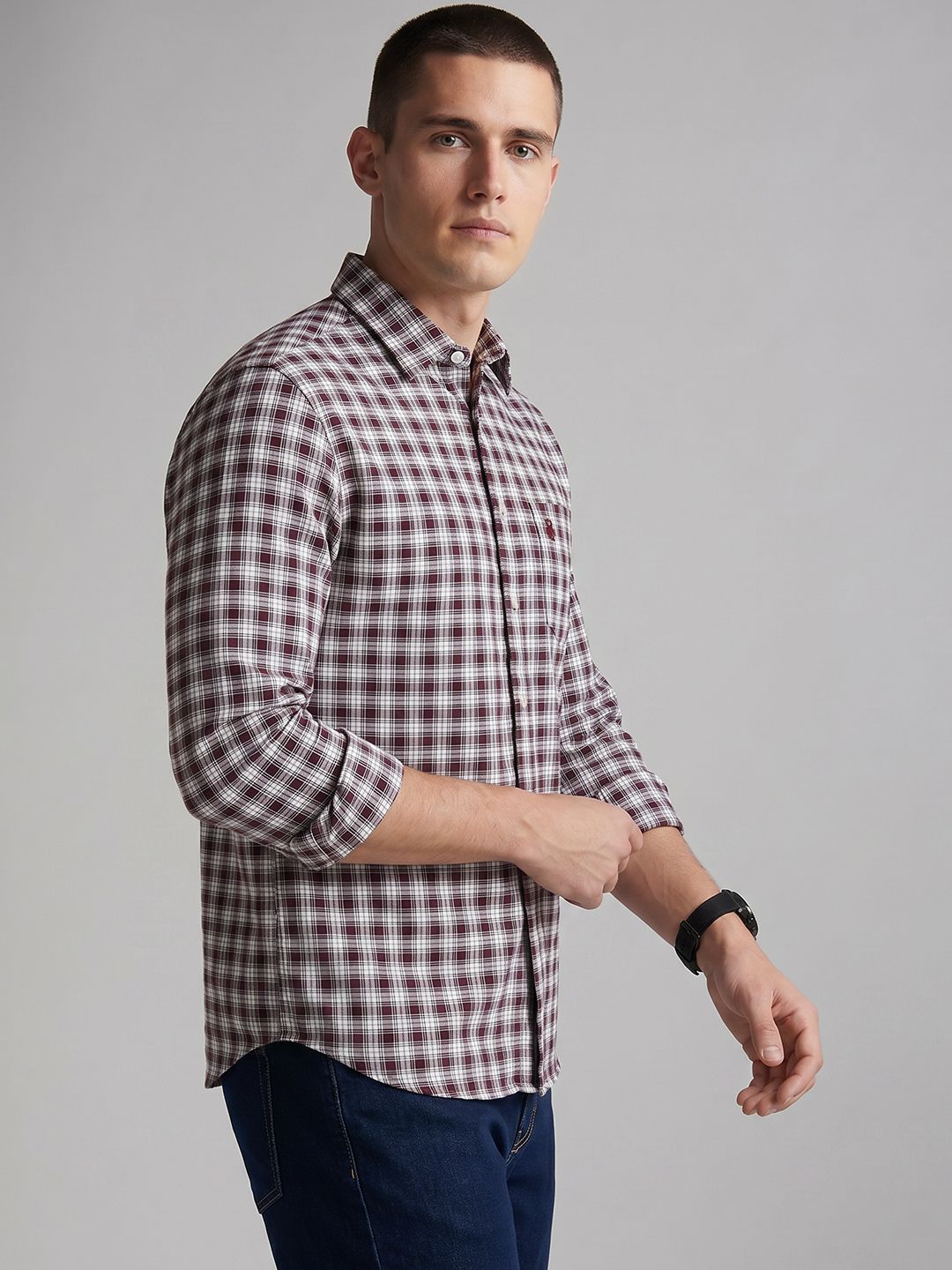 U.S. Polo Assn. Tailored Fit Checked Casual Shirt-picture-41
