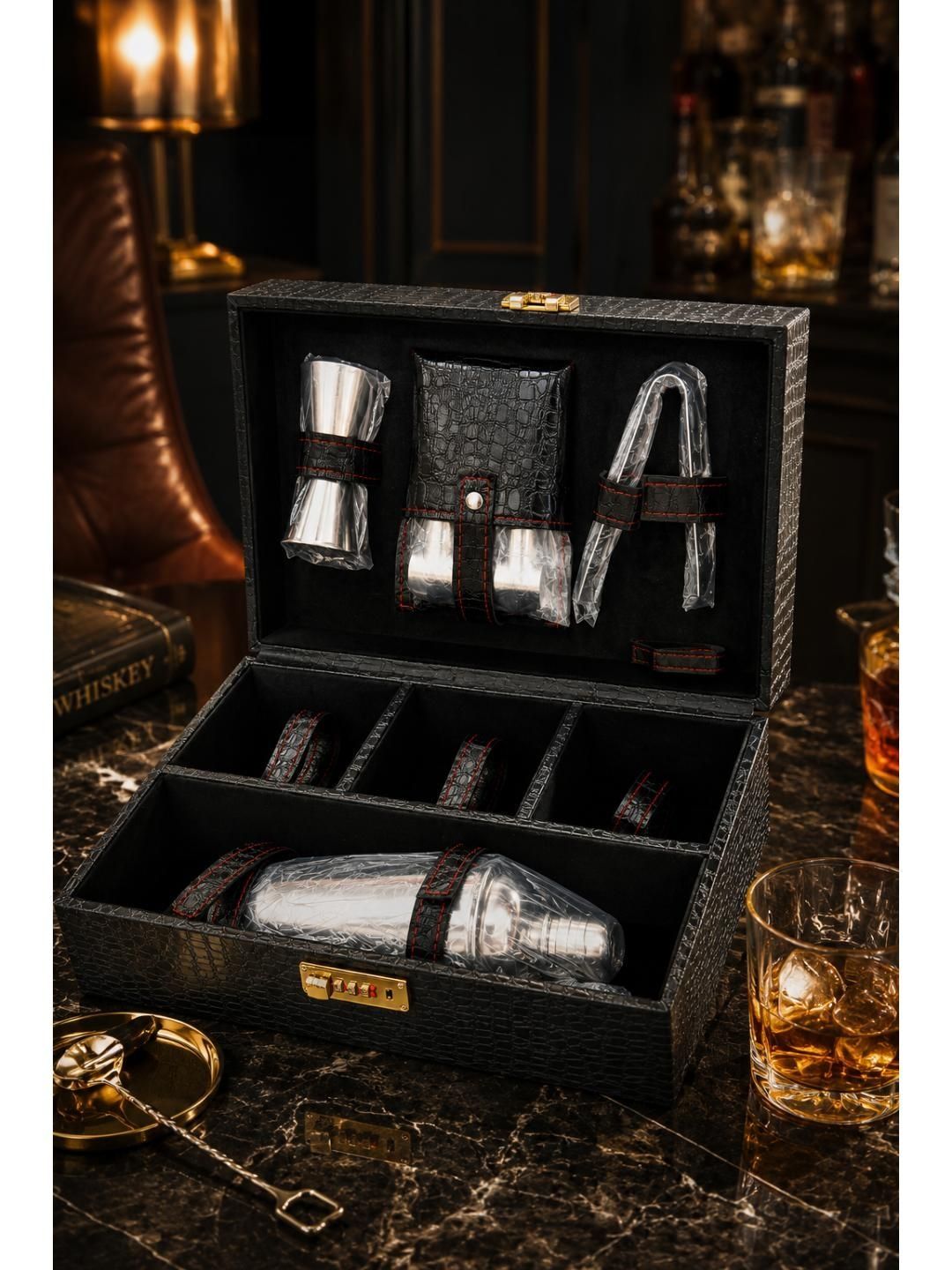 RUHANI HOMES Black Set of 4 and above Stainless Steel Barware Tool Sets-picture-48
