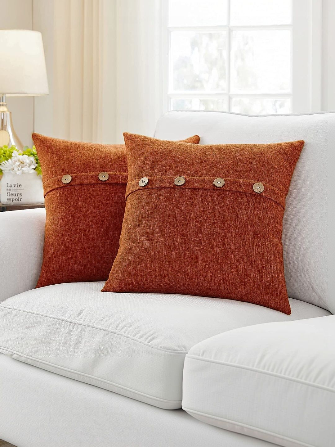 Khooti Orange Set of 2 Square Cushion Covers-picture-12