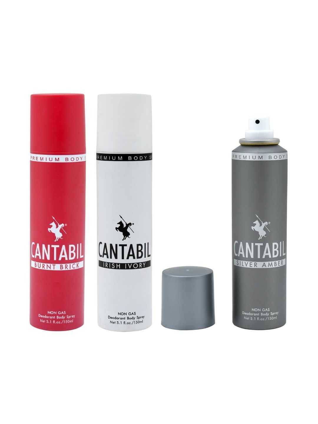 Cantabil Set Of 3 Silver Amber, Irish Ivory & Burnt Brick No Gas Deodorant - 150ml Each-image-5