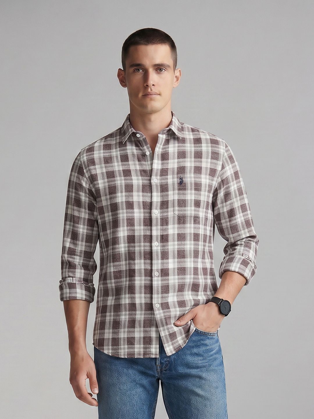 U.S. Polo Assn. Denim Co. Checked Pure Cotton Casual Shirt-picture-36