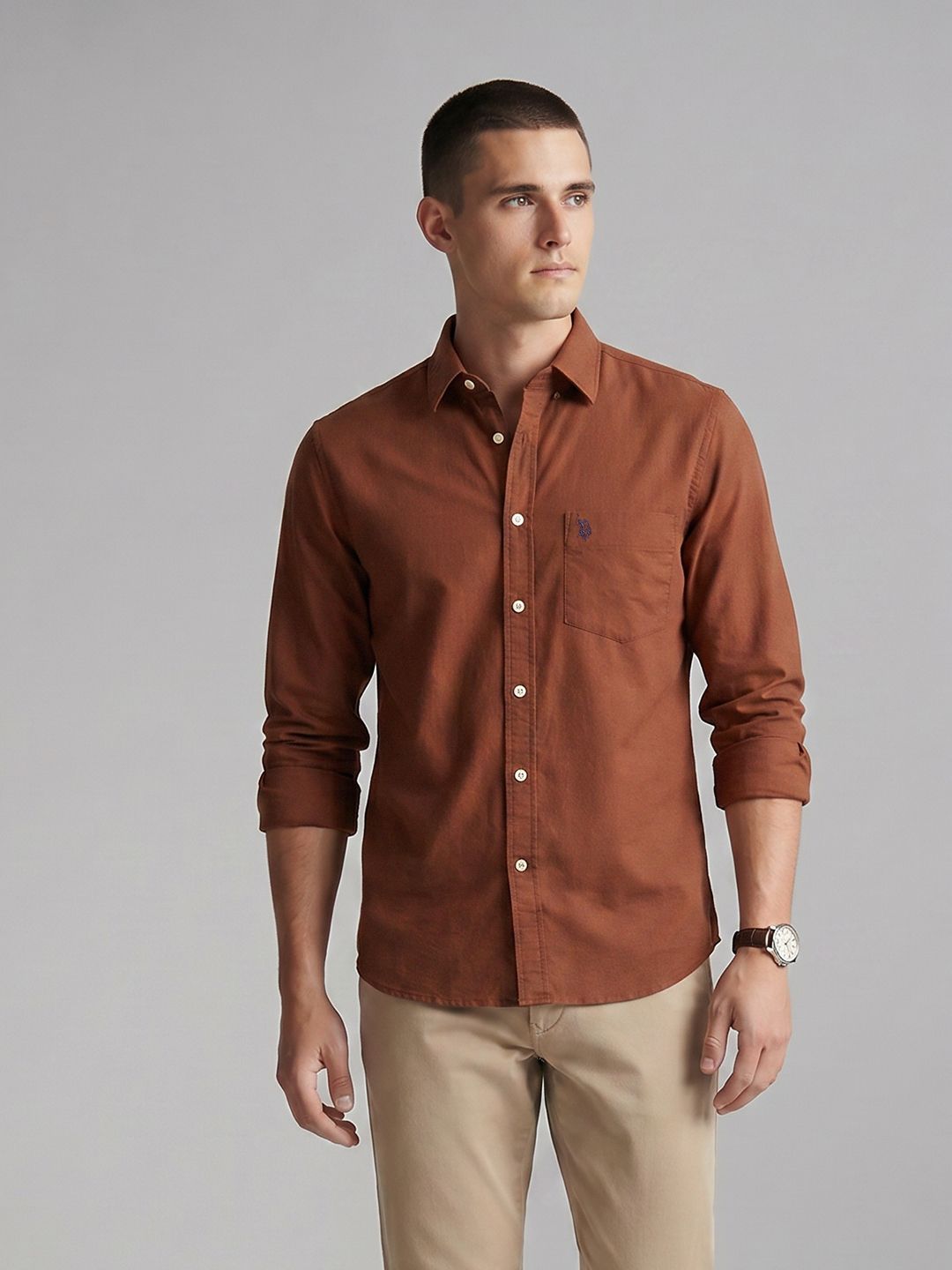 U.S. Polo Assn. Spread Collar Pure Cotton Tailored Fit Casual Shirt-picture-47