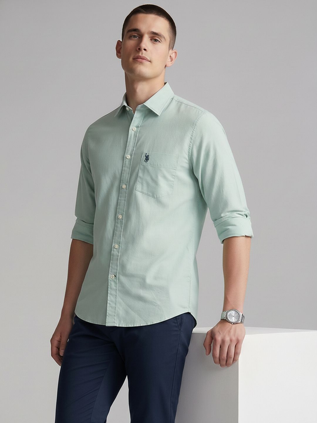 U.S. Polo Assn. Spread Collar Pure Cotton Tailored Fit Casual Shirt-picture-52
