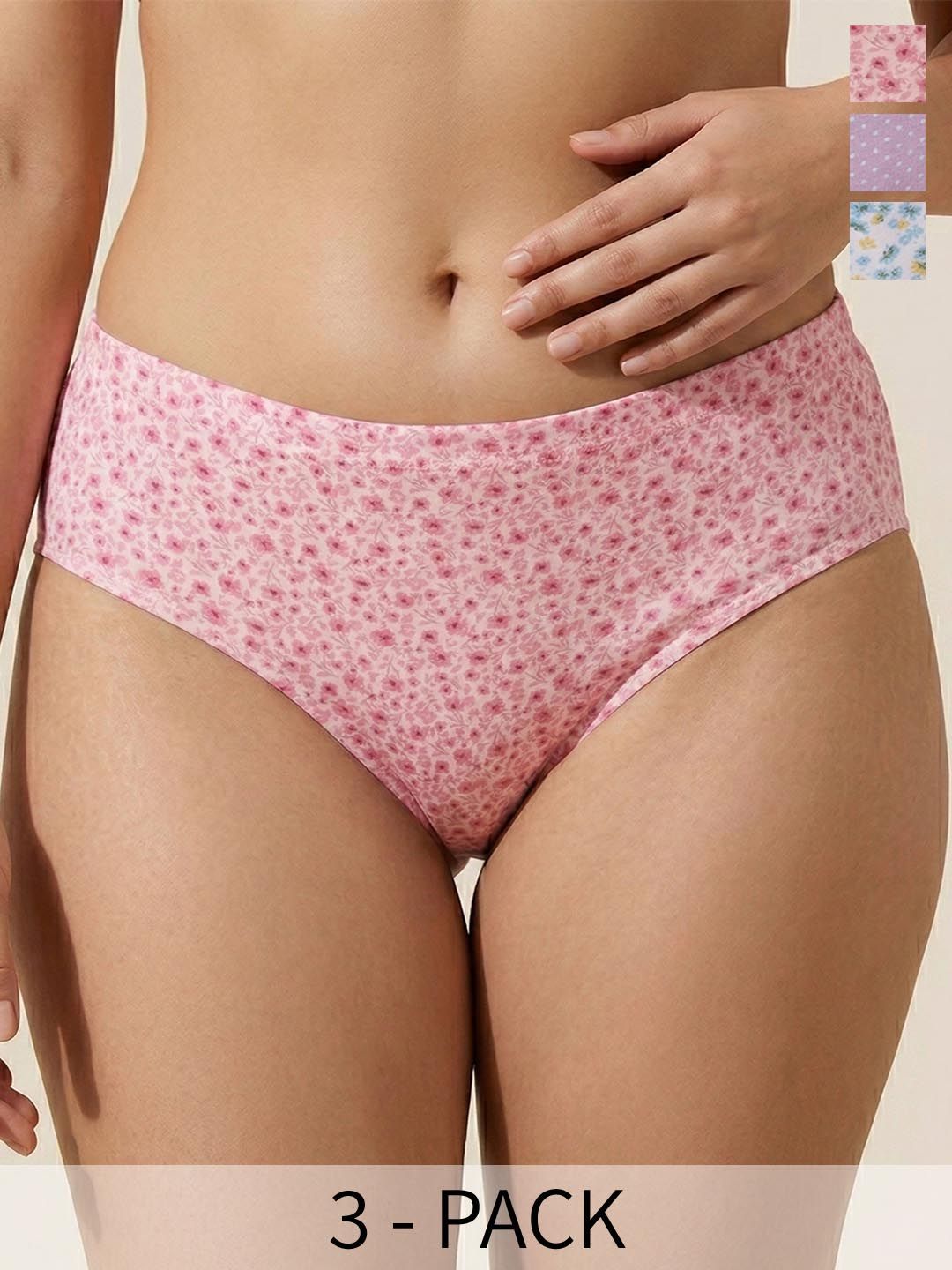 Zivame Women Pack of 3 Printed Assorted Cotton Blend Basic Briefs-picture-26